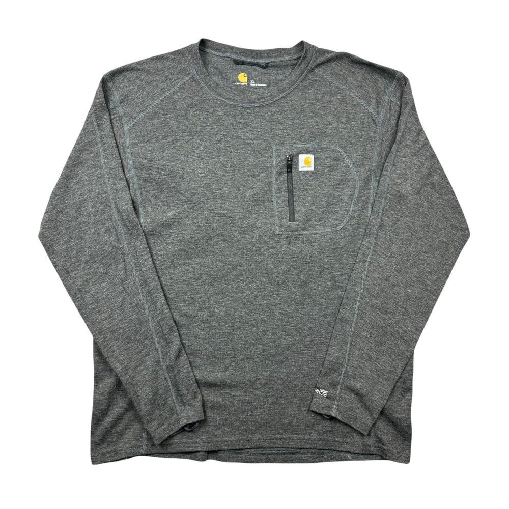 Carhartt Force Shirt Men XL Gray Wool Blend Base Layer Workwear Long Sleeve